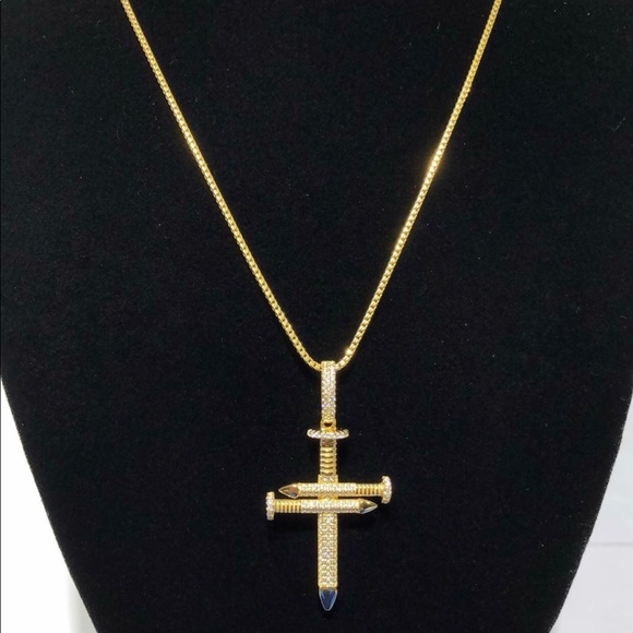 925Sterling Silver BLINK ICED PAVE NAIL CROSS NECK - Picture 5 of 9